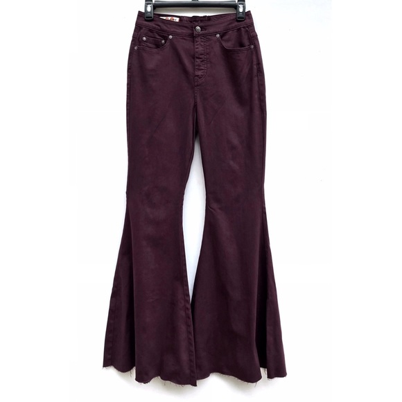 Free People High Rise Lace Up Bell Bottom Jeans - Picture 2 of 9